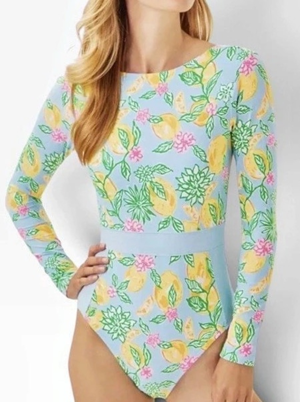 Lilly Pulitzer Jesper Rashguard Make Lemonade Swimsuit One Piece Size 8 NWT